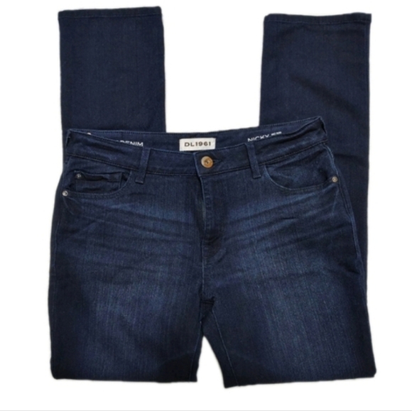 DL1961 Nicky Mid Rise Cigarette Jeans In Wooster Dark Wash Women's 32 Stretch - Picture 3 of 11